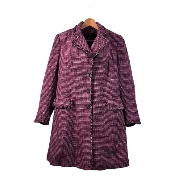 Lane Bryant Pink & Black Tweed Coat | Mid-Length | Size 16 - Picture 1 of 8
